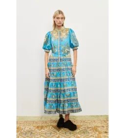 Alemais Cassie Tiered Midi Dress Blue Size AU 12  for rent on The Volte - image 1