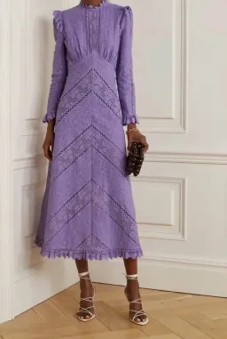 Zimmermann Brighton Lace Panelled Dress Lilac Size 0 / AU 8 for rent on The Volte - image 1