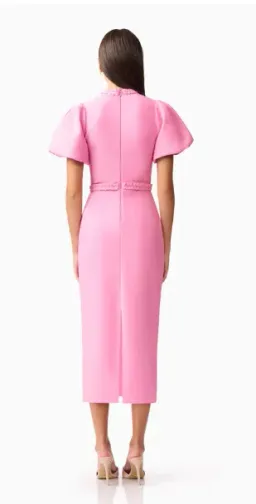 Elliatt Coralene Puff Sleeve Midi Dress Pink Size 6  for rent on The Volte - image 3