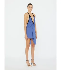 Christopher Esber Suspended Jersey Fluted Mini Dress in Blue Iris Black Size AU 8 for rent on The Volte - image 2