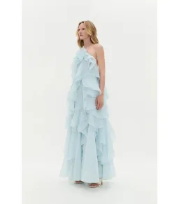 Aje Pandorea Layered Maxi Dress Silver Blue Size AU 10 for rent on The Volte - image 2