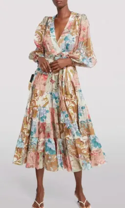 Zimmermann Cassia Patch Wrap Midi Dress Print Size 2/AU12 for rent on The Volte - image 4
