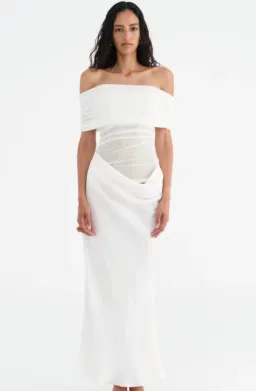 Benni Nico Off Shoulder Maxi White for rent on The Volte - image 1