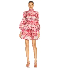 Zimmermann Wavelength Spliced Mini Dress Pink Size 1 / AU 10 for rent on The Volte - image 1