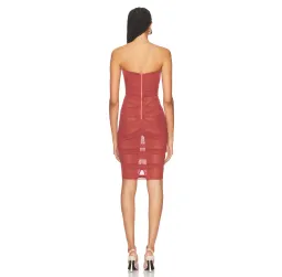 ALEX PERRY Power Mesh Midi Dress in Cognac Red AU 6 for rent on The Volte - image 4