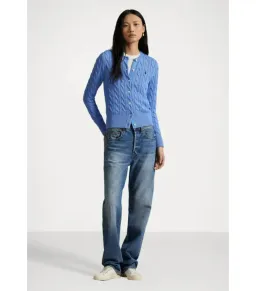 Polo Ralph Lauren Cable-knit Cotton Crewneck Cardigan Blue Size AU 8 for rent on The Volte - image 1