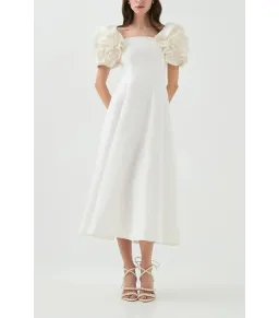 Aje Twyla Midi Dress Ivory Size AU 8 for rent on The Volte - image 1