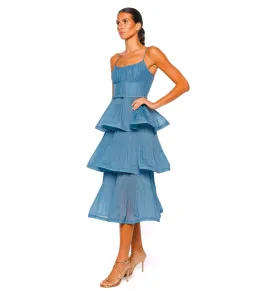Zimmermann Pleated Tiered Midi Dress Deep Blue Size 1 / AU 10 for rent on The Volte - image 2