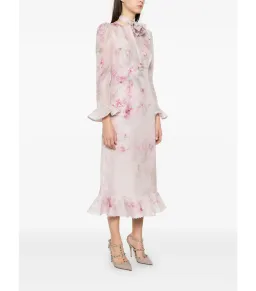 Zimmermann Crush Flower Midi Dress in Pink Floral Size 1 / AU 10 for rent on The Volte - image 3