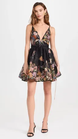 Zimmermann Pavilion V Neck Mini Dress in Black Multi Floral Size 1 (10) for rent on The Volte - image 2