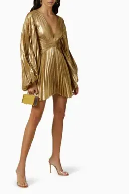 ACLER Geneva Pleated Mini Dress Gold 10 for rent on The Volte - image 1