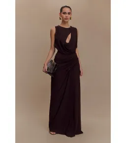 Meshki Oria Maxi Gown in Cacao Brown Size 6 for rent on The Volte - image 1