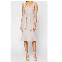 Scanlan Theodore Crepe Bralette Knit Dress in Grey Beige for rent on The Volte - image 1