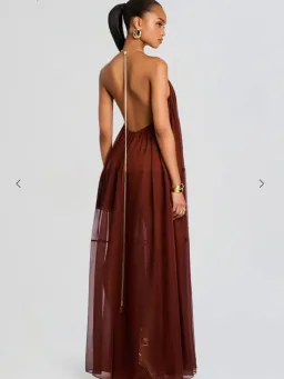 Retrofete arlet chiffon dress chestnut size XS 6  for rent on The Volte - image 4