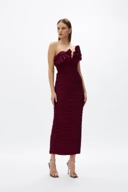 Rachel Gilbert Jensen Dress (Merlot) Size 2 for rent on The Volte - image 3