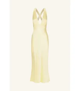 Shona Joy La Lune Plunge Cross Back Midi Dress in Lemon Size AU 10  for rent on The Volte - image 4