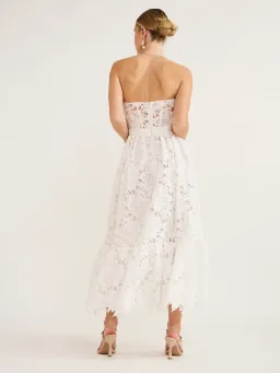 Emilia Lace Bustier Midi Dress In Snow for rent on The Volte - image 2