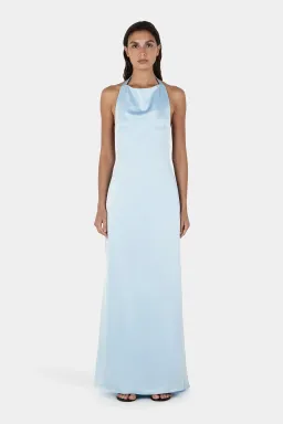 Hansen And Gretel Petra Satin Backless Gown Sky Blue Size 10 for rent on The Volte - image 1