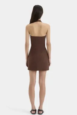 Sir the Label Noemi Halter Mini Dress in Chocolate in size 3/12AU for rent on The Volte - image 2
