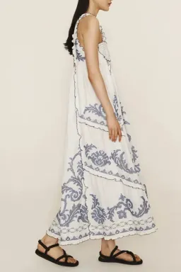 Alemais Hazel smocked embroidered midi dress size 14 for rent on The Volte - image 4