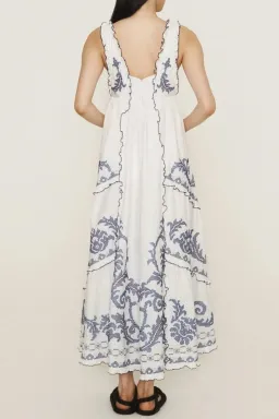 Alemais Hazel smocked embroidered midi dress size 14 for rent on The Volte - image 5