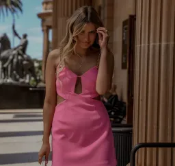 REBECCA VALLANCE Dulce Amore Pink crepe mini dress AU/UK 12 US 8 BNWT  for rent on The Volte - image 5