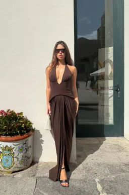 She Is Olla Landon Dress - Espresso Brown Size S for rent on The Volte - image 2