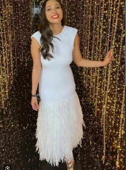 Aje Rushes Raffia Maxi Dress Ivory White Size 6 for rent on The Volte - image 1
