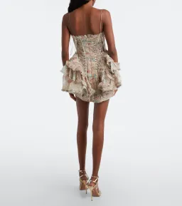 Zimmermann Rebellion Frayed Mini Dress in Mint Floral Size 0 / AU 8 for rent on The Volte - image 2