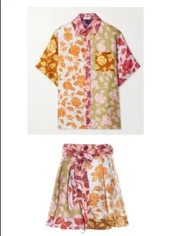 Zimmermann Lovestruck Spliced Shirt Shorts Set Silk Floral Size 1 / Au 10  for rent on The Volte - image 3
