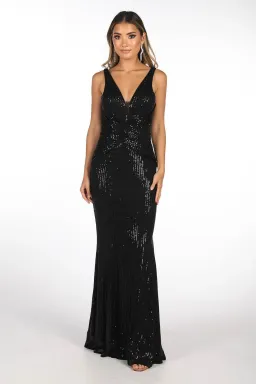Noodz Boutique Sierra Sequin Maxi Gown Black Size Small for rent on The Volte - image 1