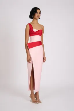ELIYA THE LABEL CARTIA MIDI DRESS PINK/RED SIZE XS / AU6 for rent on The Volte - image 1