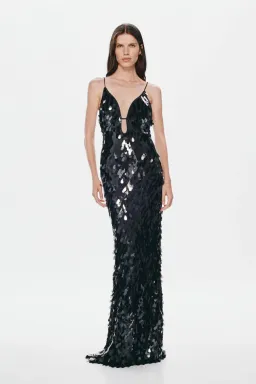 Misha  The 'Sapphire' Sequin Maxi Dress Black 10 for rent on The Volte - image 1