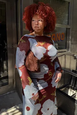 Never Fully Dressed Aria Dress size 18 burgundy & blue poppy  for rent on The Volte - image 3