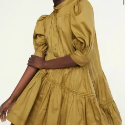 Aje Frequency Khaki Puff Sleeve Smock Dress Size 8 for rent on The Volte - image 2