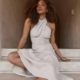 Dissh Halter Linen Midi Size 6 for rent on The Volte - image 1