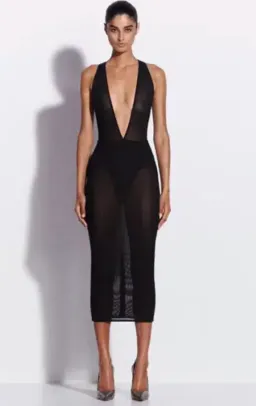 Alex Perry Halter Midi Dress in Stretch Mesh Black AU 6 for rent on The Volte - image 1