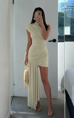 DE LA VALI RAVENNA MINI DRESS IN BUTTERCREAM SPANDEX JERSEY AU 6 for rent on The Volte - image 4