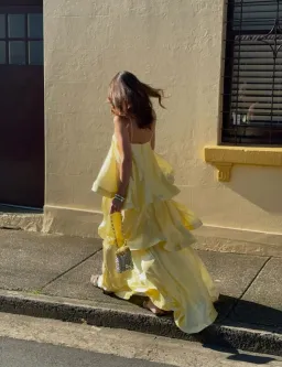 Elliatt Tilly Tiered Maxi Dress size L / 12 Butter Yellow for rent on The Volte - image 2
