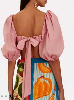 Zimmermann Jeannie Linen Crop Top Pink Size 0P / AU 6 for rent on The Volte - image 3