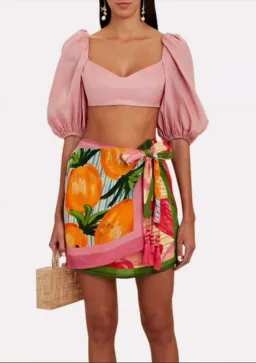 Zimmermann Jeannie Linen Crop Top Pink Size 0P / AU 6 for rent on The Volte - image 1