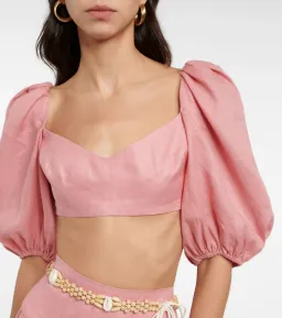 Zimmermann Jeannie Linen Crop Top Pink Size 0P / AU 6 for rent on The Volte - image 5