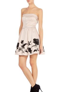 Karen Millen Strapless Placed Flower Mini Dress Size 12  for rent on The Volte - image 1