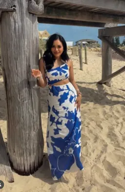 Sir The Label - Marlowe Vivi Asymmetric Cut Out Dress Blue Print for rent on The Volte - image 4