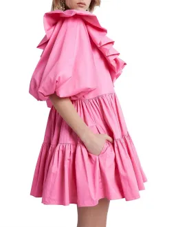 AJE SOLSTICE pink RUFFLE puff sleeve TIERED SMOCK DRESS SIZE 14  for rent on The Volte - image 3