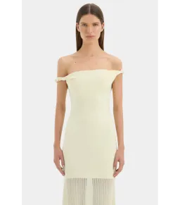 Sir the Label Ella Off Shoulder Twist Dress in Lemon Sorbet Size 10 for rent on The Volte - image 4