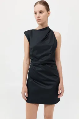 St Agni Asymmetric Tuck Mini Dress - Black for rent on The Volte - image 1