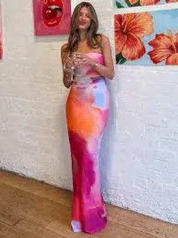 WITH HARPER LU STRAPLESS SLIP MAXI DRESS ABSTRACT ART SIZE XS Aus6-8 for rent on The Volte - image 2