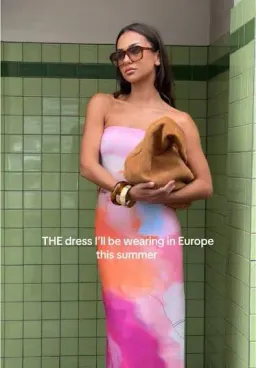 WITH HARPER LU STRAPLESS SLIP MAXI DRESS ABSTRACT ART SIZE XS Aus6-8 for rent on The Volte - image 4