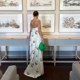 Oroton Poppy Print Gown Cream Floral 8 for rent on The Volte - image 7